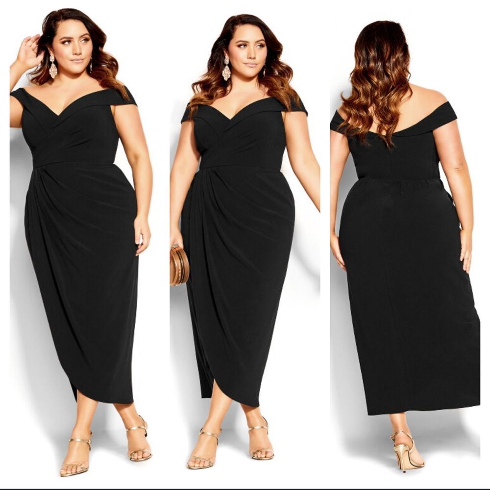City Chic Black Off-Shoulder Dress